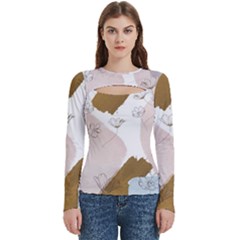 Flower Branch Corolla Wreath Women s Cut Out Long Sleeve T