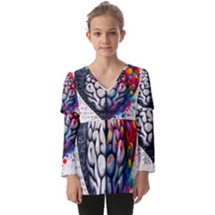 Kids  V Neck Casual Top 