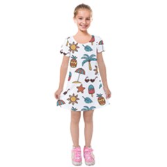 Summer Pineapple Fruit Tropical Kids  Short Sleeve Velvet Dress from ArtsNow.com