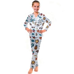 Kids  Satin Long Sleeve Pajamas Set 