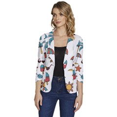 Women s One-Button 3/4 Sleeve Short Jacket 