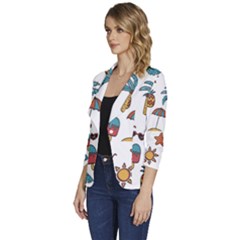 Women s One-Button 3/4 Sleeve Short Jacket 