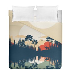 Summer Lake Forest Sunset Deer Water Duvet Cover Double Side (Full/ Double Size) from ArtsNow.com