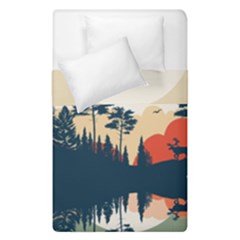 Summer Lake Forest Sunset Deer Water Duvet Cover Double Side (Single Size) from ArtsNow.com