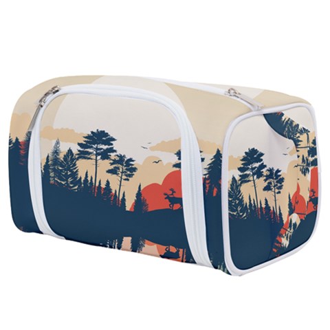 Summer Lake Forest Sunset Deer Water Toiletries Pouch from ArtsNow.com