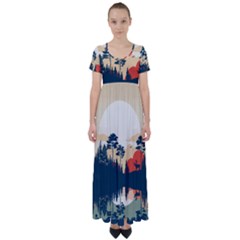 High Waist Short Sleeve Maxi Dress 