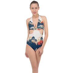 Halter Front Plunge Swimsuit 