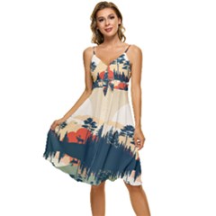 Sleeveless Tie Front Chiffon Dress 