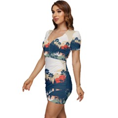 Low Cut Cap Sleeve Mini Dress 