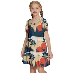 Kids  Short Sleeve Tiered Mini Dress 