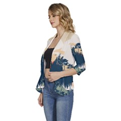 Women s 3/4 Sleeve Ruffle Edge Open Front Jacket 