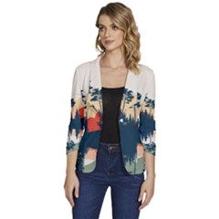 Women s One-Button 3/4 Sleeve Short Jacket 