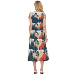 V-Neck Drawstring Shoulder Sleeveless Maxi Dress 