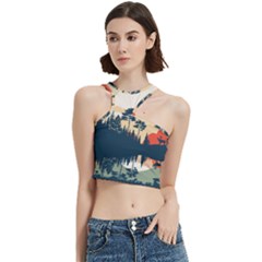 Summer Lake Forest Sunset Deer Water Cut Out Top from ArtsNow.com