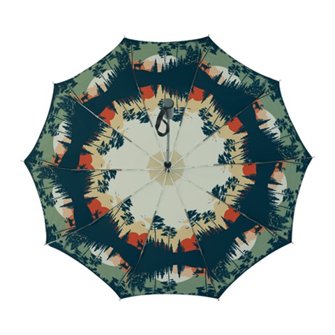 Summer Lake Forest Sunset Deer Water Automatic Folding Umbrella with Case (Large) from ArtsNow.com