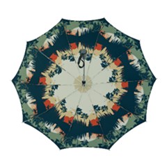 Summer Lake Forest Sunset Deer Water Automatic Folding Umbrella with Case (Large) from ArtsNow.com