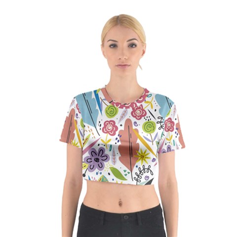 Summer Flowers Spring Background Cotton Crop Top from ArtsNow.com