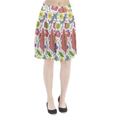 Summer Flowers Spring Background Pleated Skirt from ArtsNow.com