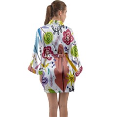 Long Sleeve Satin Kimono 