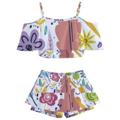 Kids  Off Shoulder Skirt Bikini 