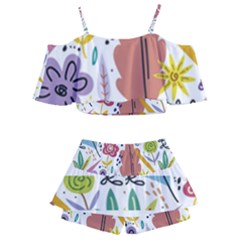 Kids  Off Shoulder Skirt Bikini 