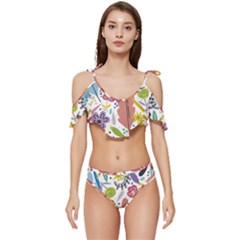 Ruffle Edge Tie Up Bikini Set	 