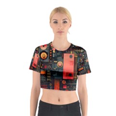 Tech Technology Pattern Cotton Crop Top from ArtsNow.com