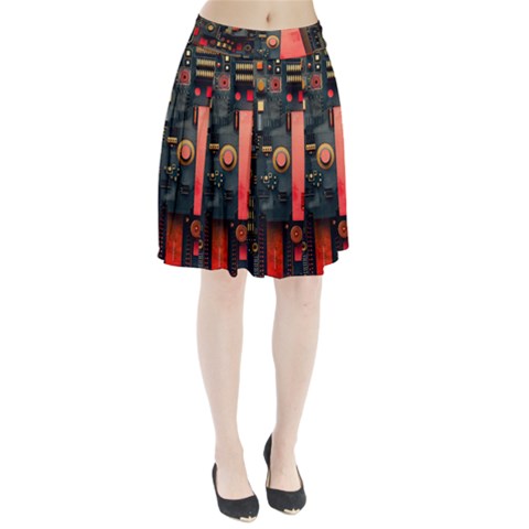 Tech Technology Pattern Pleated Skirt from ArtsNow.com