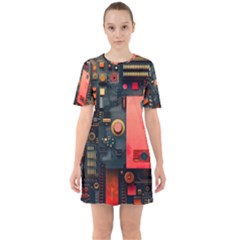 Sixties Short Sleeve Mini Dress 