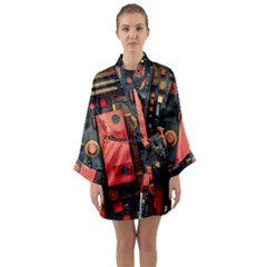 Long Sleeve Satin Kimono 