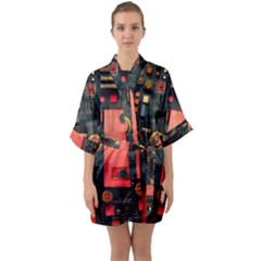 Half Sleeve Satin Kimono  