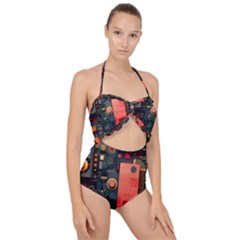 Scallop Top Cut Out Swimsuit 