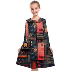 Tech Technology Pattern Kids  Midi Sailor Dress from ArtsNow.com