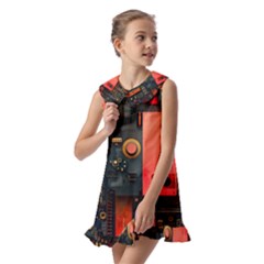 Kids  Pilgrim Collar Ruffle Hem Dress 