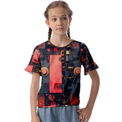 Kids  Cuff Sleeve Scrunch Bottom T-Shirt 