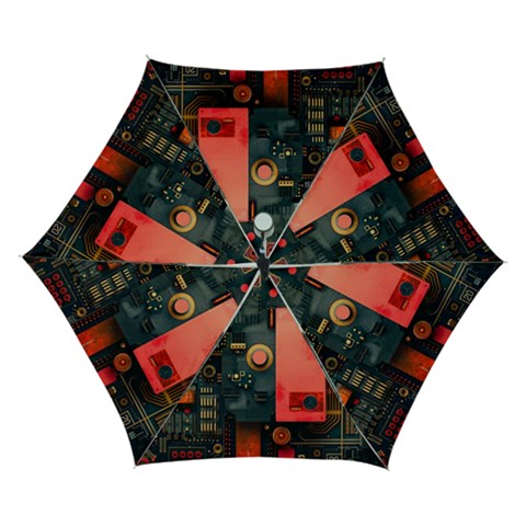 Tech Technology Pattern Automatic Folding Umbrella with Case (Small) from ArtsNow.com