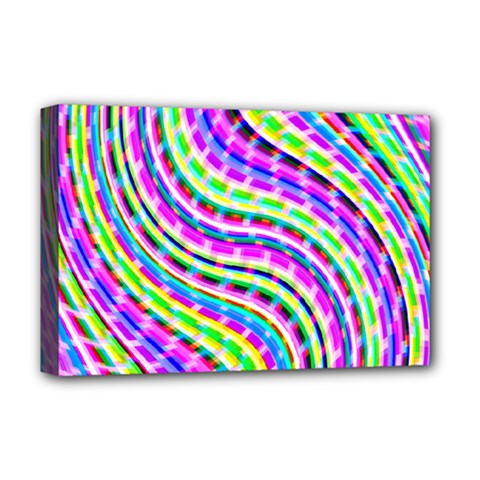 Neon Trippy Swirls Twirls Design Deluxe Canvas 18  x 12  (Stretched) from ArtsNow.com