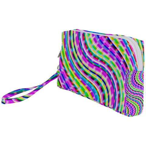 Neon Trippy Swirls Twirls Design Wristlet Pouch Bag (Small) from ArtsNow.com