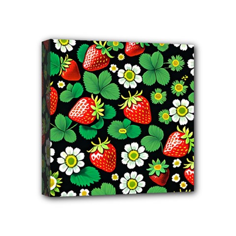 Strawberries Pattern Mini Canvas 4  x 4  (Stretched) from ArtsNow.com