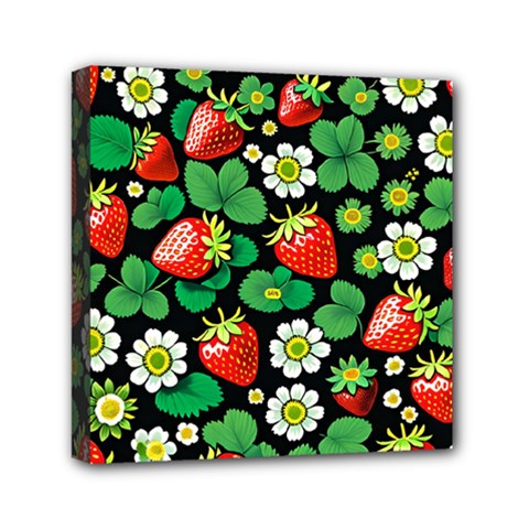 Strawberries Pattern Mini Canvas 6  x 6  (Stretched) from ArtsNow.com