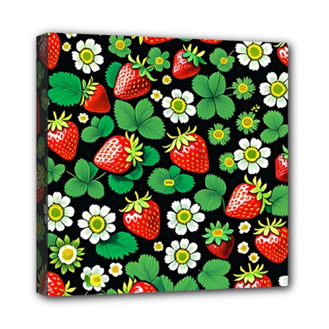 Strawberries Pattern Mini Canvas 8  x 8  (Stretched) from ArtsNow.com