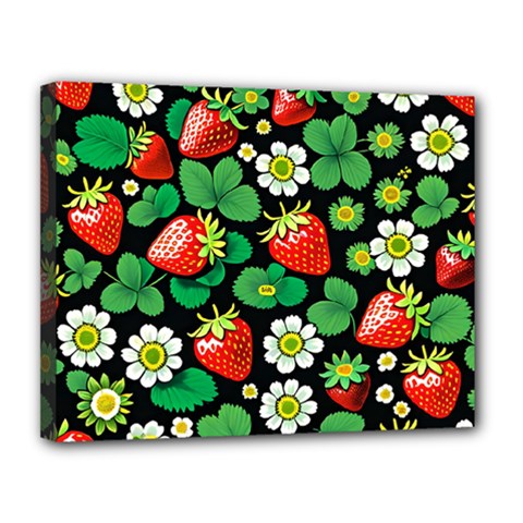 Strawberries Pattern Canvas 14  x 11  (Stretched) from ArtsNow.com