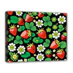 Strawberries Pattern Canvas 14  x 11  (Stretched)