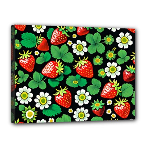 Strawberries Pattern Canvas 16  x 12  (Stretched) from ArtsNow.com