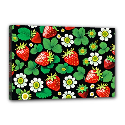 Strawberries Pattern Canvas 18  x 12  (Stretched) from ArtsNow.com