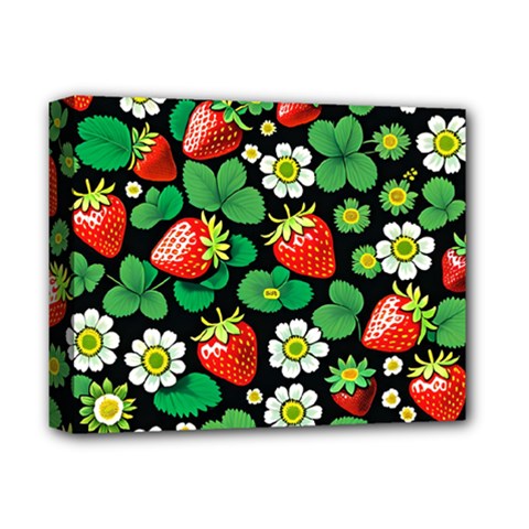 Strawberries Pattern Deluxe Canvas 14  x 11  (Stretched) from ArtsNow.com