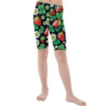 Strawberries Pattern Kids  Mid Length Swim Shorts