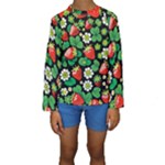 Strawberries Pattern Kids  Long Sleeve Swimwear