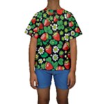 Strawberries Pattern Kids  Short Sleeve Swimwear