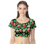 Strawberries Pattern Short Sleeve Crop Top